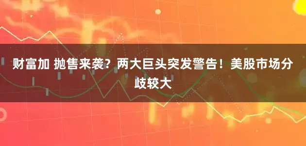 财富加 抛售来袭？两大巨头突发警告！美股市场分歧较大