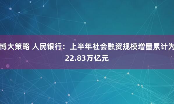 博大策略 人民银行：上半年社会融资规模增量累计为22.83万亿元